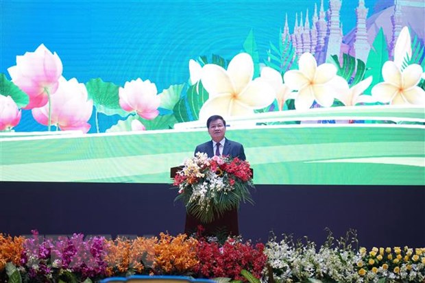 Tổng Bí thư, Chủ tịch nước Lào Thongloun Sisoulith phát biểu tại lễ kỷ niệm. (Ảnh: Bá Thành /TTXVN)