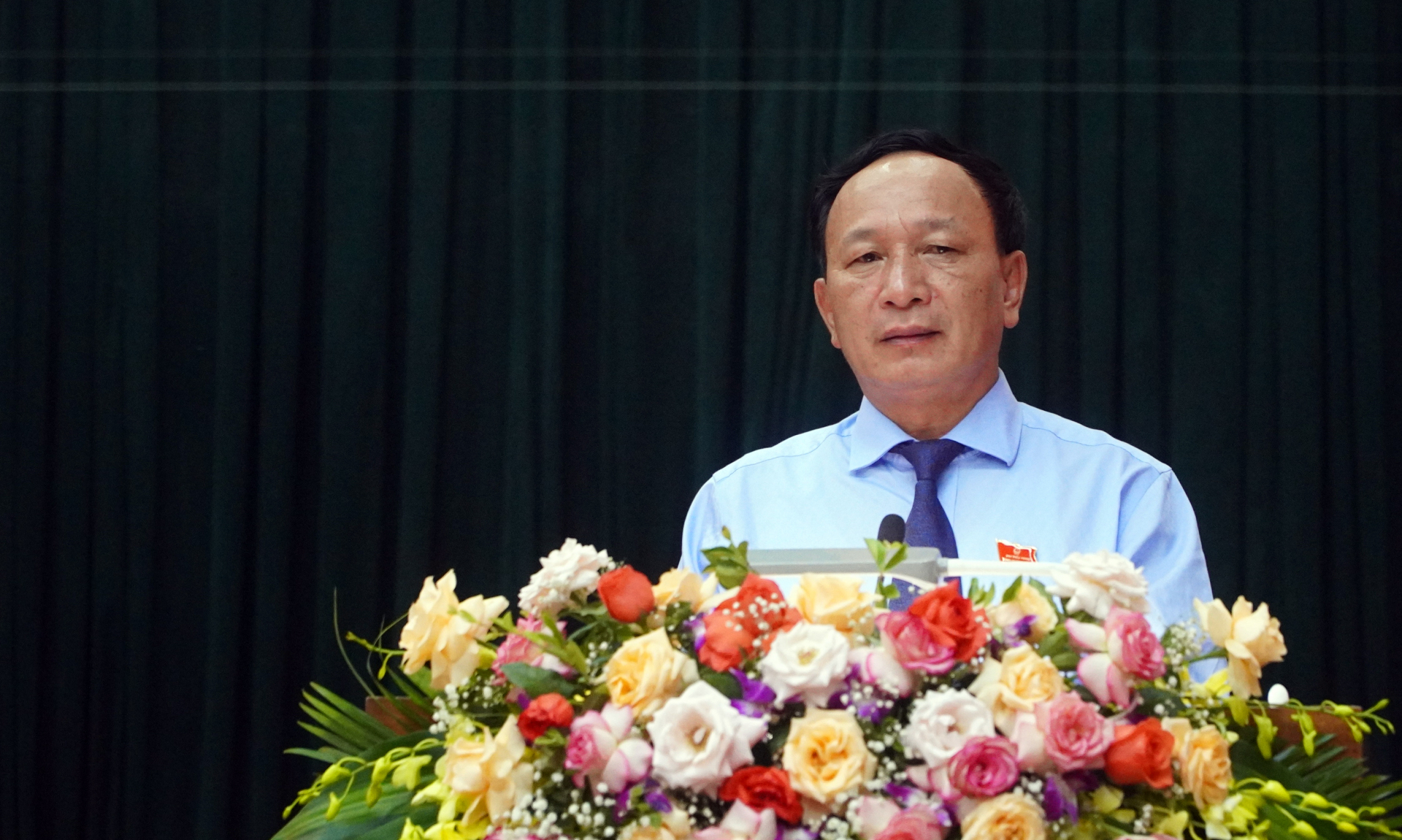 Đồng chí Trần Hải Châu, Phó Bí thư Thường trực Tỉnh ủy, Chủ tịch HĐND tỉnh phát biểu bế mạc kỳ họp