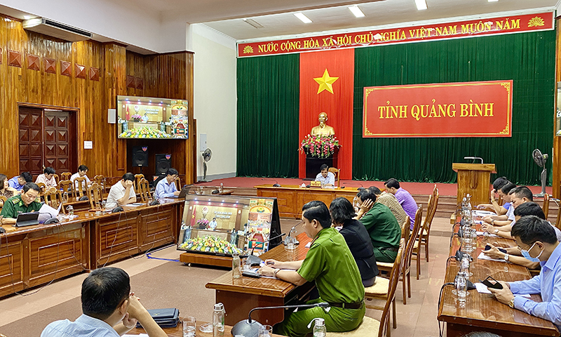 Quang cảnh hội nghị tại điểm cầu tỉnh Quảng Bình.