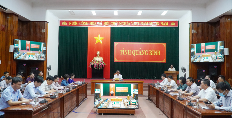 Toàn cảnh hội nghị tại điểm cầu UBND tỉnh.
