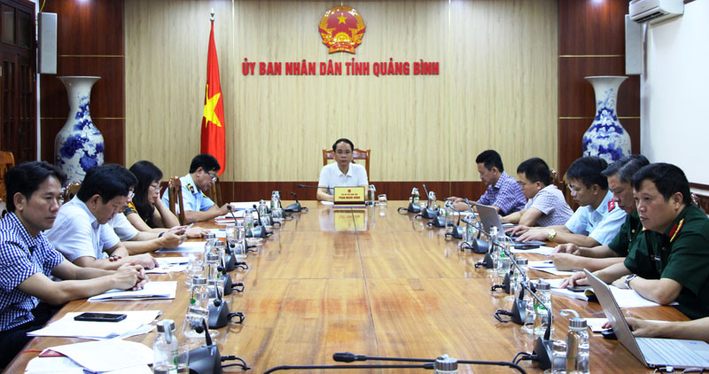 Toàn cảnh hội nghị trực tuyến tại điểm cầu Quảng Bình