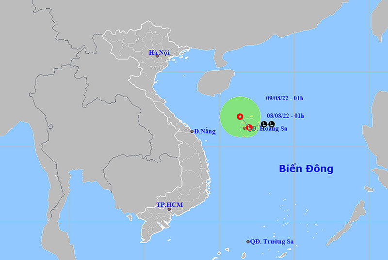 Vị trí của vùng áp thấp. Ảnh: NCHMF