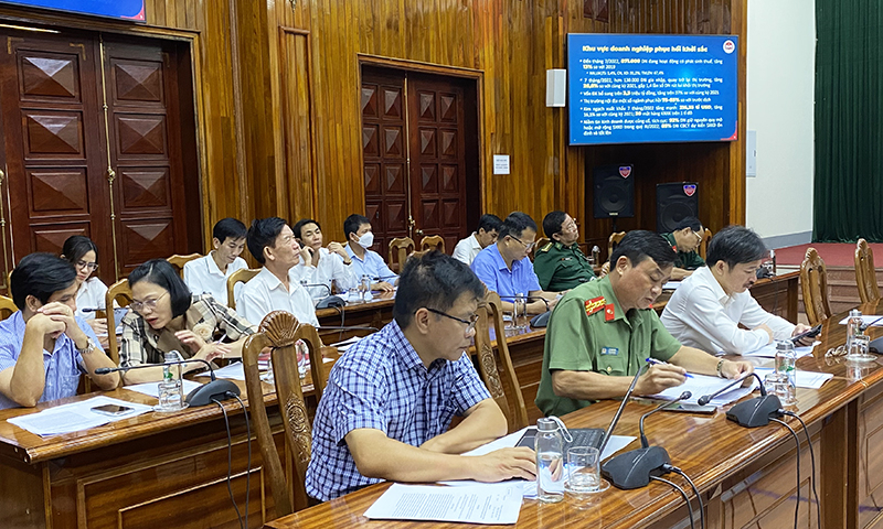 Đại biểu dự hội nghị tại điểm cầu tỉnh Quảng Bình.