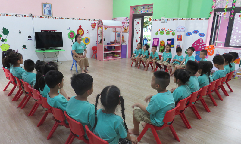 Một giờ học sôi nổi ở Trường MN Quang Phú (TP. Đồng Hới).