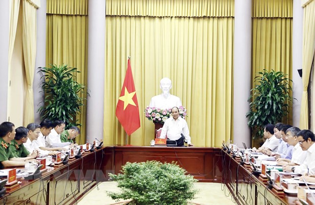 Chủ tịch nước Nguyễn Xuân Phúc phát biểu. (Ảnh: Thống Nhất/TTXVN)