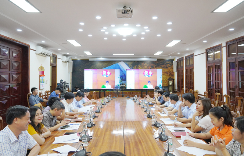 Quang cảnh hội nghị tại điểm cầu tỉnh Quảng Bình.