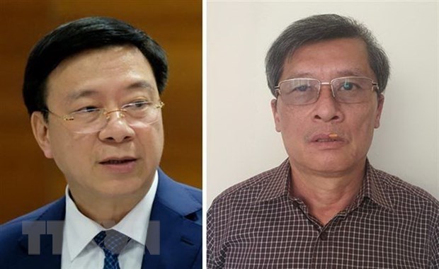 Bị can Phạm Xuân Thăng (trái) và bị can Phạm Mạnh Cường (phải). (Ảnh: TTXVN phát)