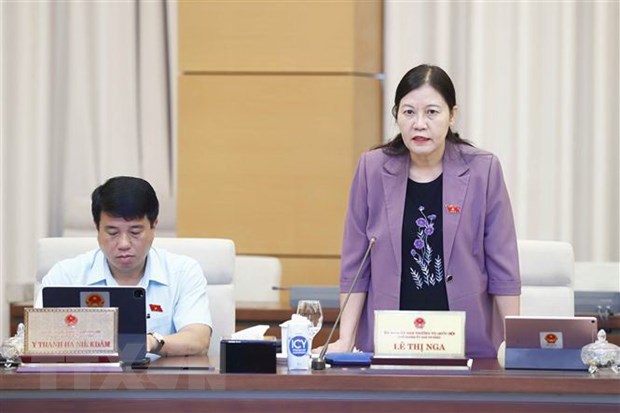 Chủ nhiệm Ủy ban Tư pháp của Quốc hội Lê Thị Nga phát biểu. (Ảnh: Doãn Tấn/TTXVN)