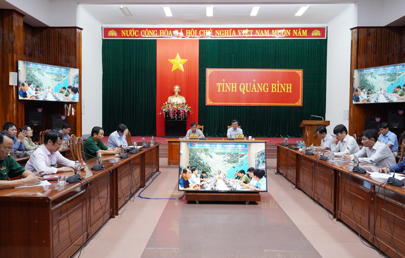 Các đại biểu dự hội nghị tại điểm cầu tỉnh Quảng Bình.