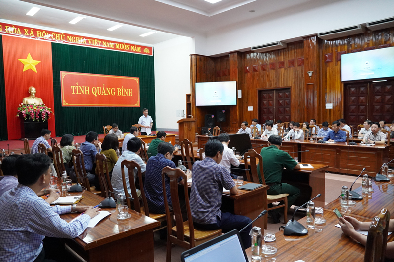 Quang cảnh hội nghị tại điểm cầu tỉnh Quảng Bình.