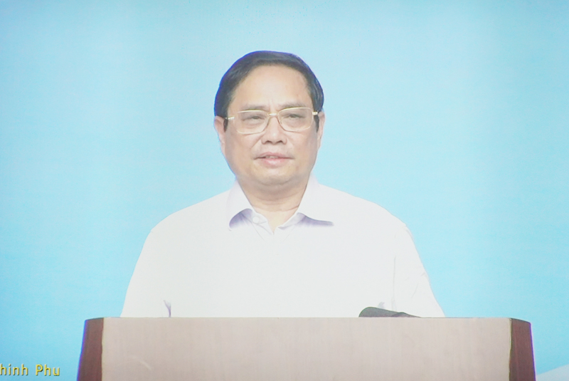 Thủ tướng Chính phủ Phạm Minh Chính phát biểu chỉ đạo tại hội nghị (ảnh chụp qua màn hình)