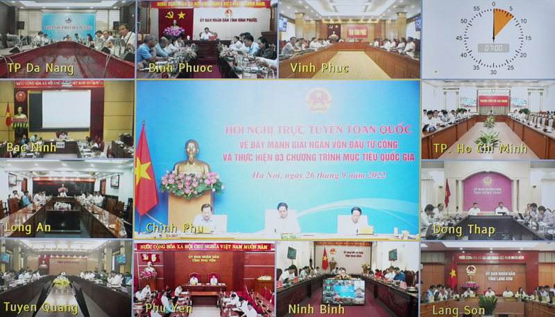 Các điểm cầu địa phương (ảnh chụp qua màn hình).