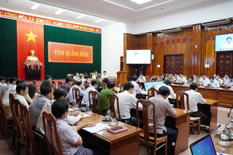 Quang cảnh hội nghị ở điểm cầu tỉnh Quảng Bình