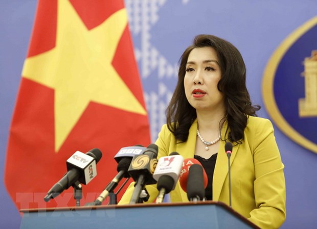 Người Phát ngôn Bộ Ngoại giao Lê Thị Thu Hằng trả lời câu hỏi của các cơ quan báo chí trong nước và quốc tế. (Ảnh: An Đăng/TTXVN)