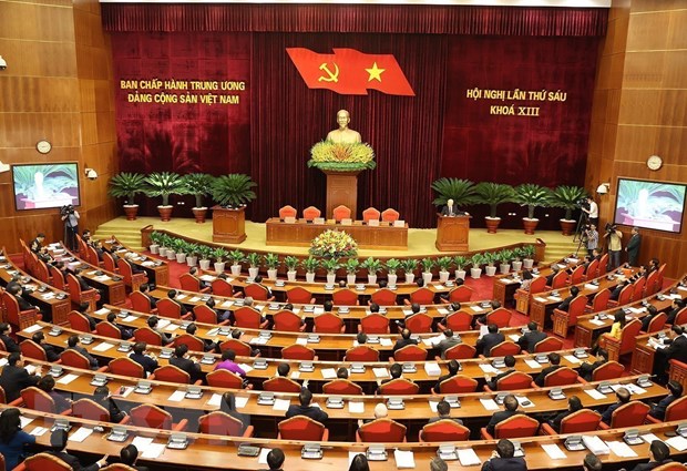 Tổng Bí thư Nguyễn Phú Trọng phát biểu bế mạc Hội nghị. (Ảnh: Trí Dũng/TTXVN)
