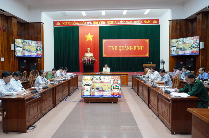 Quang cảnh hội nghị tại điểm cầu tỉnh Quảng Bình.