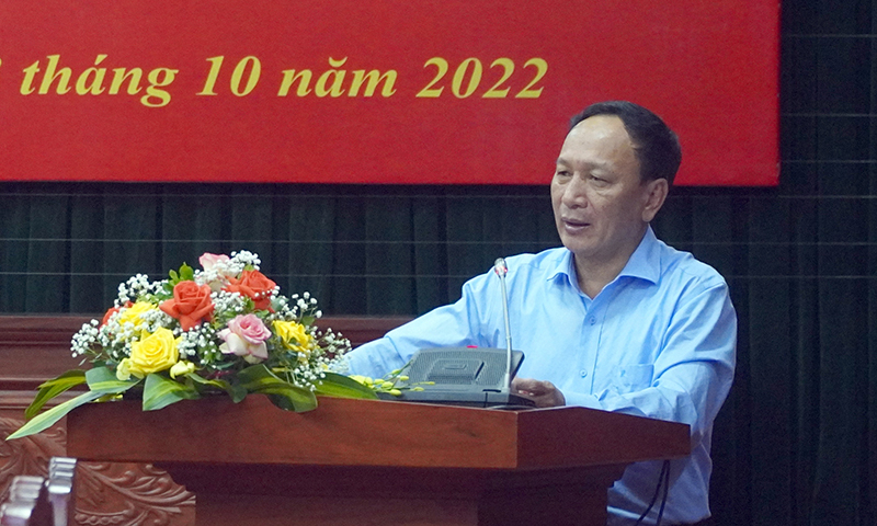 Đồng chí Phó Bí thư Thường trực Tỉnh ủy, Chủ tịch HĐND tỉnh, Phó trưởng Ban Chỉ đạo PCTN,TC tỉnh Trần Hải Châu phát biểu kết luận hội nghị.