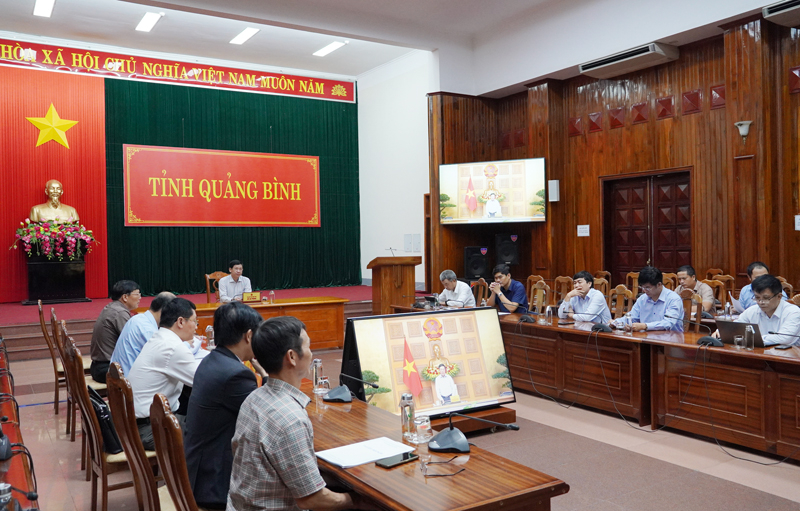 Quang cảnh cuộc họp tại điểm cầu tỉnh Quảng Bình.