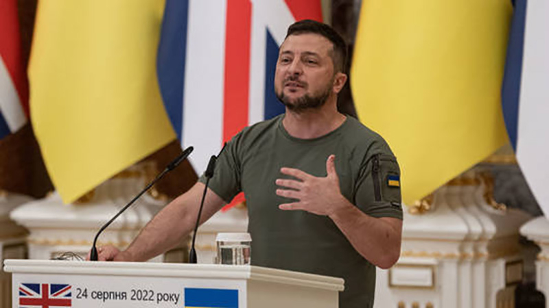 Tổng thống Ukraine Volodymyr Zelensky phát biểu hồi tháng 8/2022. Ảnh: Getty Images