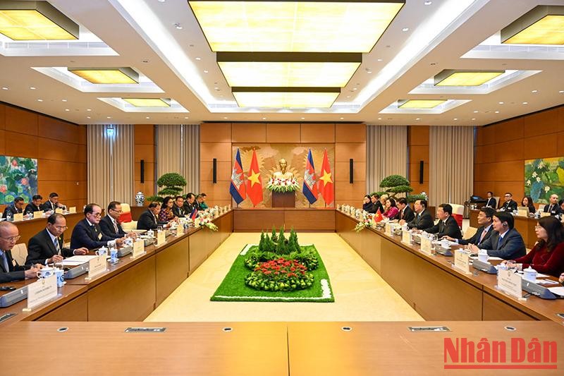 Quang cảnh buổi hội đàm tại Nhà Quốc hội. (Ảnh: Duy Linh)