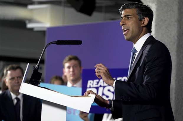 Ông Rishi Sunak phát biểu tại thủ đô London (Anh), ngày 12/7/2022. (Ảnh: AFP/TTXVN)