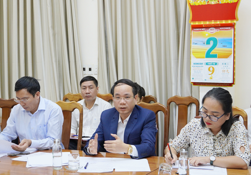 Đồng chí Phó Chủ tịch UBND tỉnh Phan Mạnh Hùng phát biểu tại buổi làm việc.