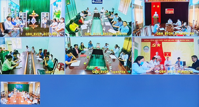 Các điểm cầu tuyến huyện tham dự hội.