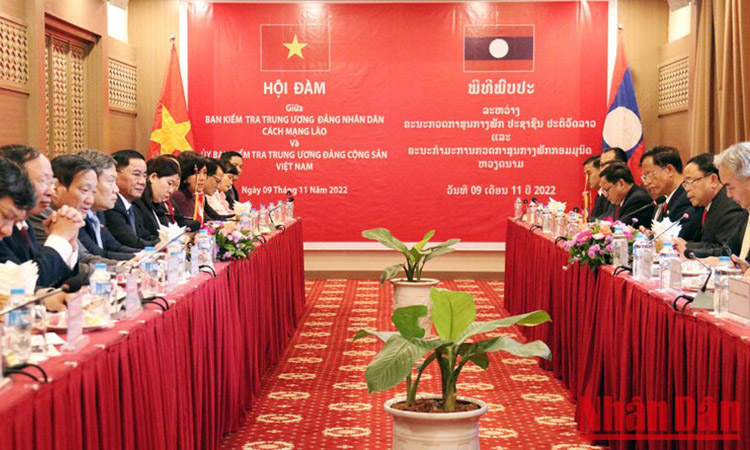 Toàn cảnh hội đàm của hai cơ quan Kiểm tra Trung ương (ảnh: Báo Nhân Dân)
