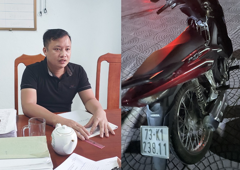 Đối tượng Nguyễn Sỹ Hiếu và tang vật vụ trộm.
