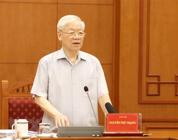 Tổng Bí thư Nguyễn Phú Trọng phát biểu chỉ đạo cuộc họp. (Ảnh: Phương Hoa/TTXVN)
