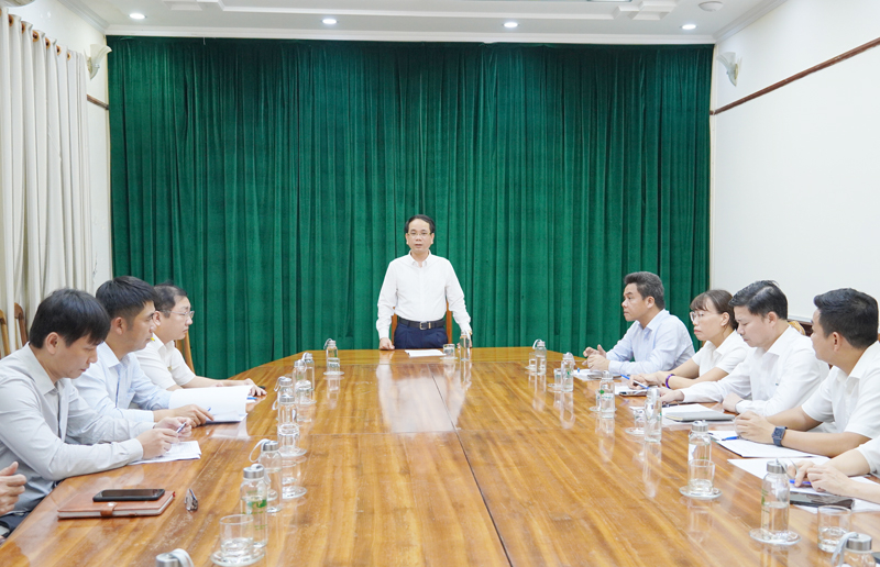 Đồng chí Phó Chủ tịch UBND tỉnh Phan Mạnh Hùng phát biểu tại buổi làm việc.