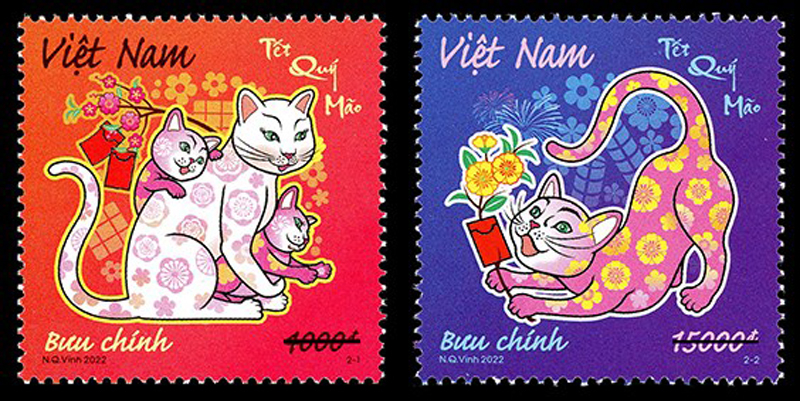 2 mẫu tem Tết Quý Mão. (Ảnh: Bưu điện Việt Nam)