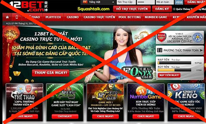 Một trang web vi phạm được Bộ Thông tin và Truyền thông công bố. (Ảnh chụp màn hình)