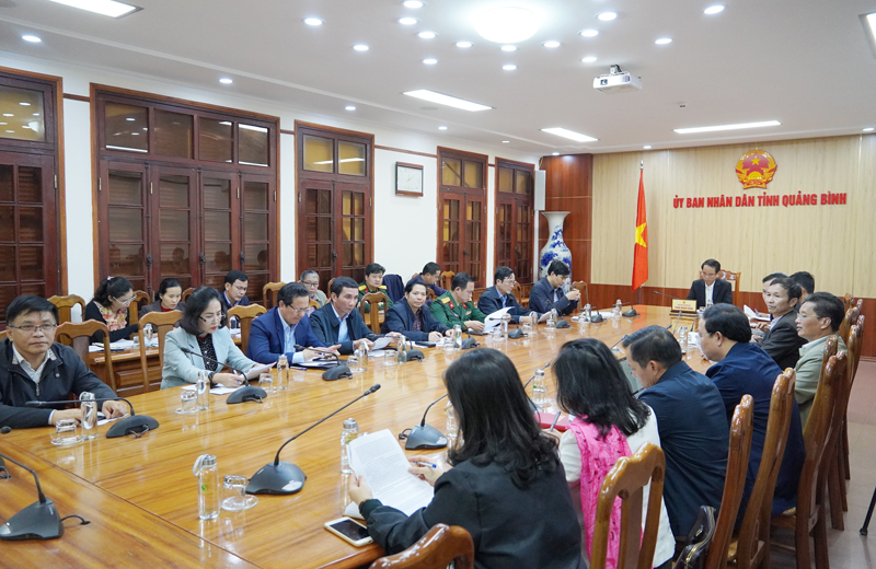 Quang cảnh hội nghị tại điểm cầu Quảng Bình.