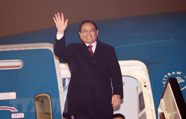 Thủ tướng Phạm Minh Chính bắt đầu chuyến thăm chính thức Vương quốc Hà Lan. (Ảnh: Dương Giang/TTXVN)