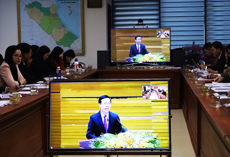  Đồng chí Thường trực Ban Bí thư Võ Văn Thưởng phát biểu chỉ đạo tại hội nghị.
