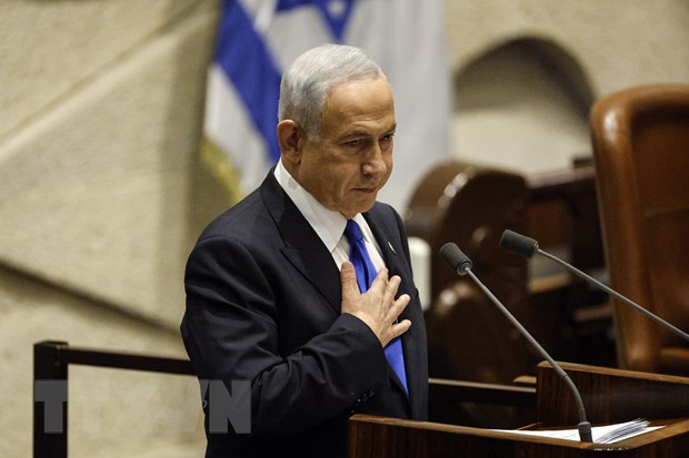 Thủ tướng Israel Benjamin Netanyahu công bố danh sách nội các mới trước Quốc hội ở Jerusalem, ngày 29/12/2022. (Ảnh: AFP/TTXVN)