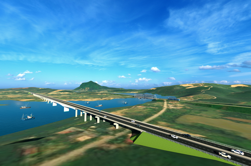 Phối cảnh 3D cầu Long Đại thuộc dự án thành phần Bùng-Vạn Ninh.