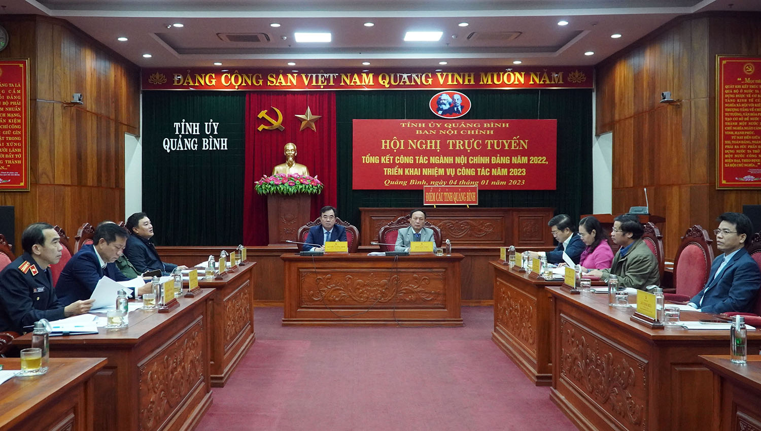 Toàn cảnh hội nghị tại điểm cầu Quảng Bình