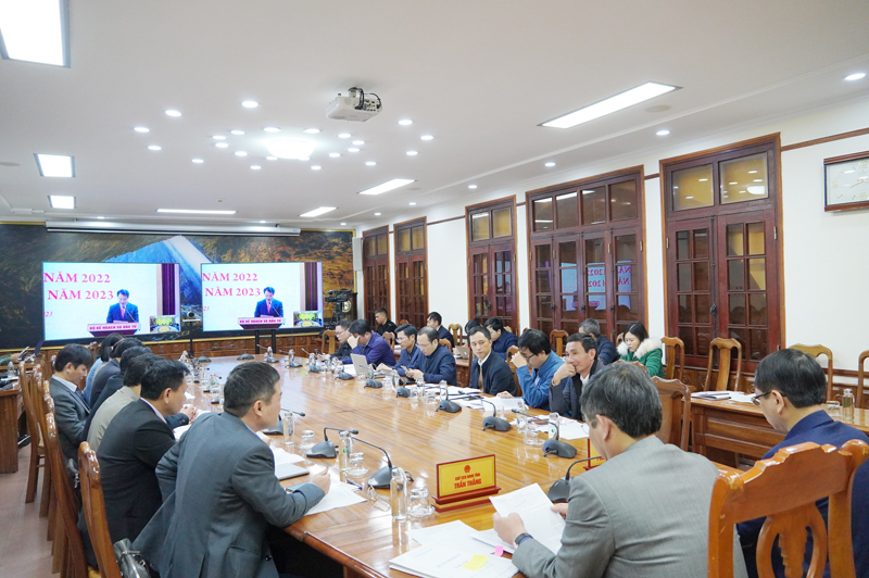 Quang cảnh hội nghị tại điểm cầu tỉnh Quảng Bình.