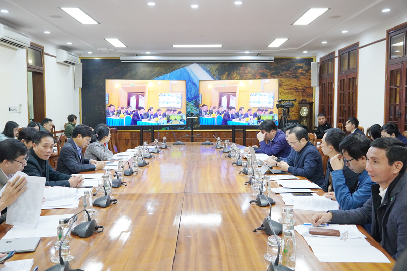 Các đại biểu dự hội nghị tại điểm cầu tỉnh Quảng Bình.