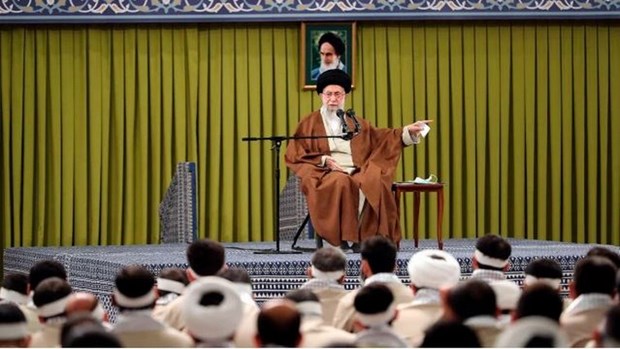 Lãnh đạo tối cao Ayatollah Ali Khamenei phát biểu trong cuộc họp với các lực lượng bán quân sự ở Tehran vào ngày 26/11/2022. (Nguồn: thehill)