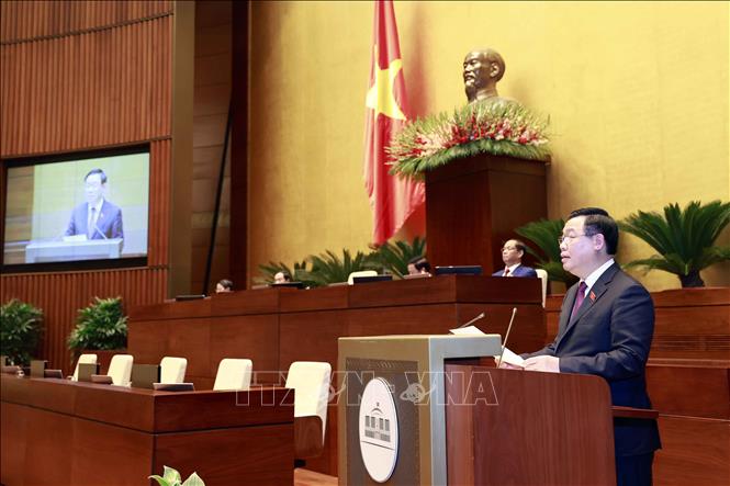 Chủ tịch Quốc hội Vương Đình Huệ phát biểu bế mạc Kỳ họp. Ảnh: Doãn Tấn/TTXVN