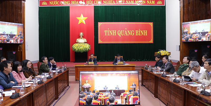 Toàn cảnh hội nghị tại điểm cầu tỉnh Quảng Bình.