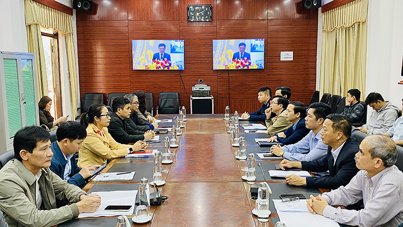 Quang cảnh hội nghị tại điểm cầu tỉnh Quảng Bình.