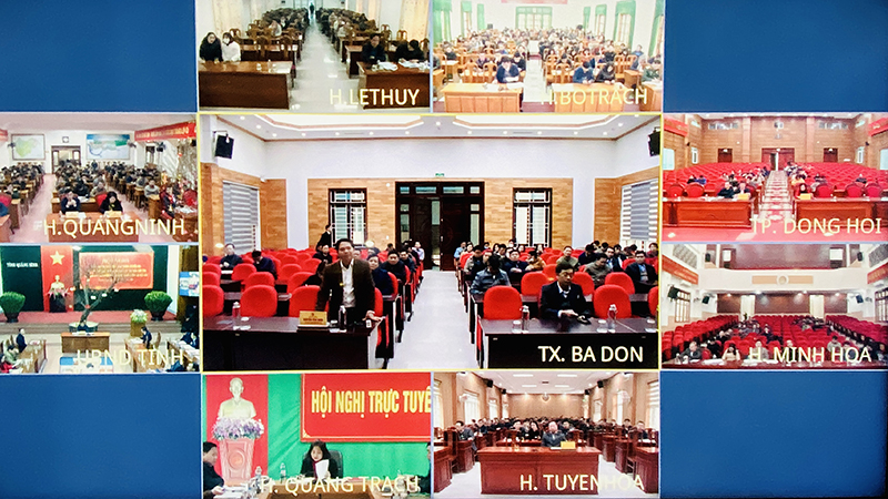 Đại biểu tại các điểm cầu phát biểu ý kiến tại hội nghị.