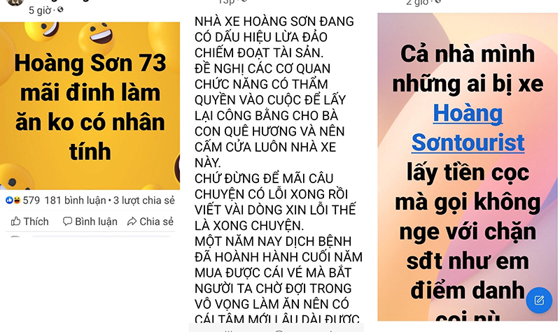 Nhiều hành khách lên mạng xã hội thể hiện bức xúc trước sự việc nhà xe Hoàng Sơn  