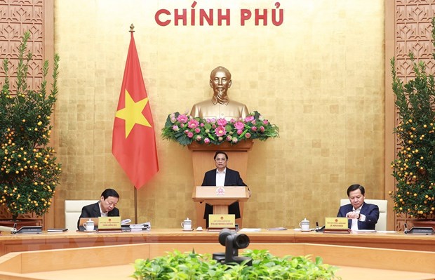Thủ tướng Phạm Minh Chính chủ trì Phiên họp Chính phủ thường kỳ tháng 1 năm 2023. (Ảnh: Dương Giang/TTXVN)