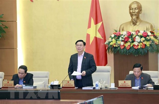 Chủ tịch Quốc hội Vương Đình Huệ phát biểu. (Ảnh: Doãn Tấn/TTXVN)