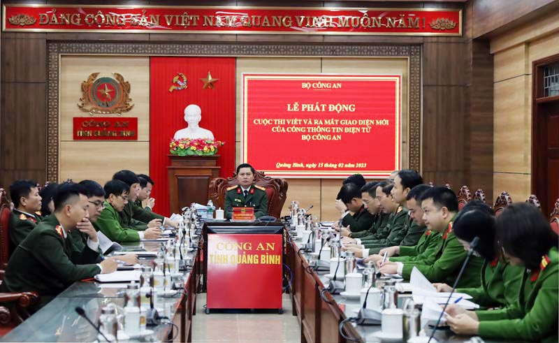 Điểm cầu trực tuyến Công an tỉnh Quảng Bình.